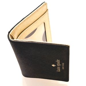 KATE SPADE Gallery Dr Meaghan Foldover Card Holder Wallet Blk Saffiano Leather